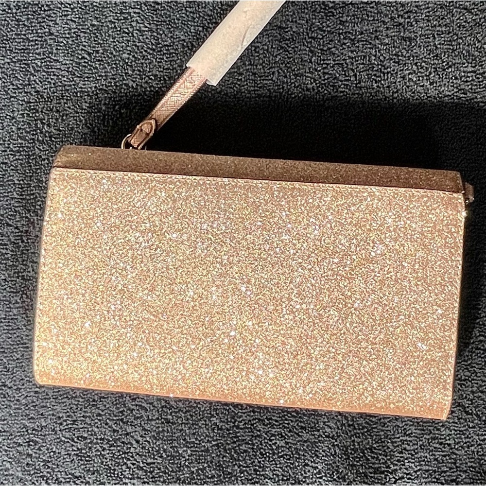 New Kate Spade Rose Gold Tinsel Medium Wristlet in Box - Picture 8 of 12